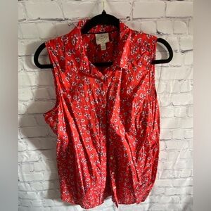 St. John's Bay Red Floral Sleeveless Top